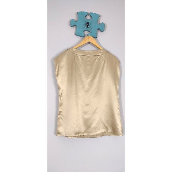 Talbots Women’s Brown 100% Silk Beaded Pleated Blouse Top Size 8 NWT - Picture 11 of 12